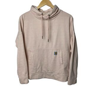 Carhartt Newberry Hoodie Women M 8/10 Relaxed Fit Light Pink Pullover Sweatshirt